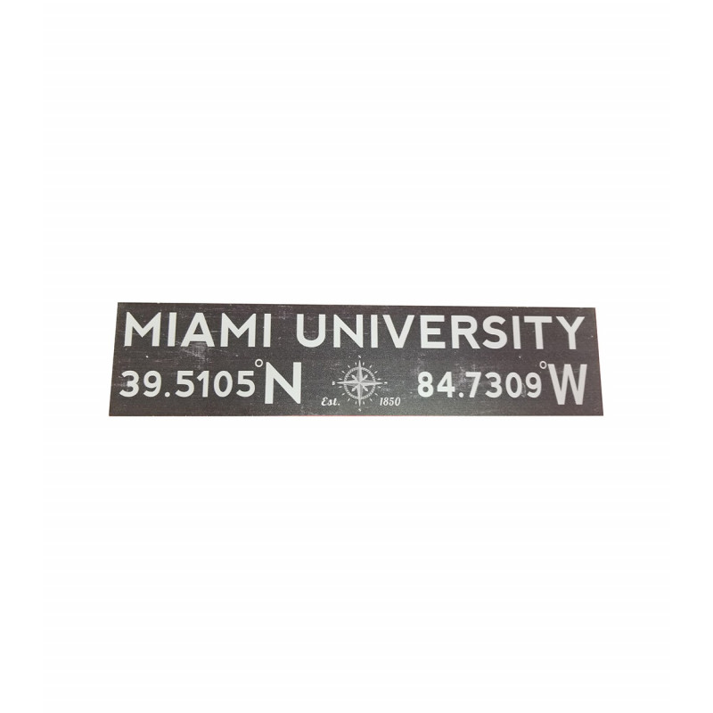 Miami University Coordinates 13"x3" Wooden Block
