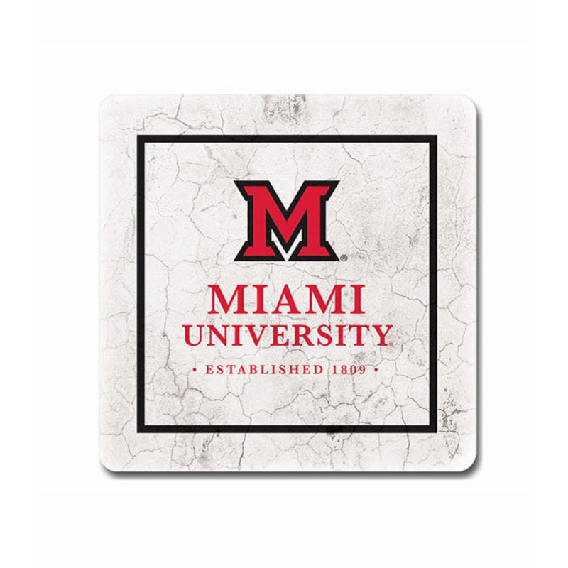 Miami University White Ceramic Coaster