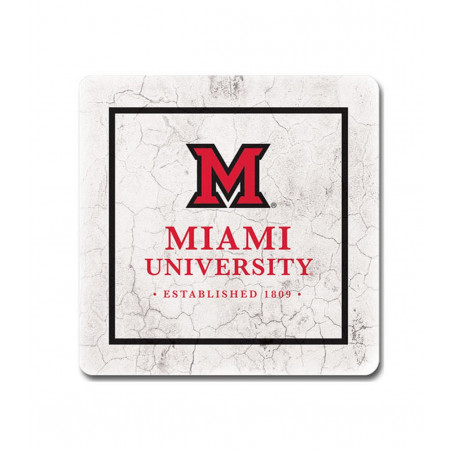 Miami University White Ceramic Coaster