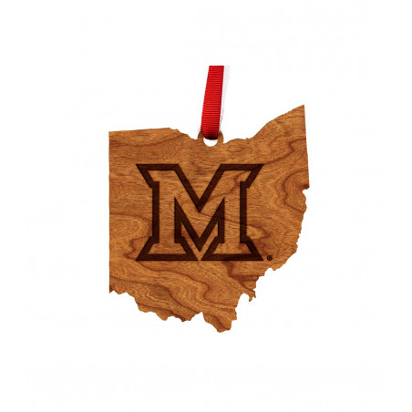 Miami University Block "M" in State Ornament