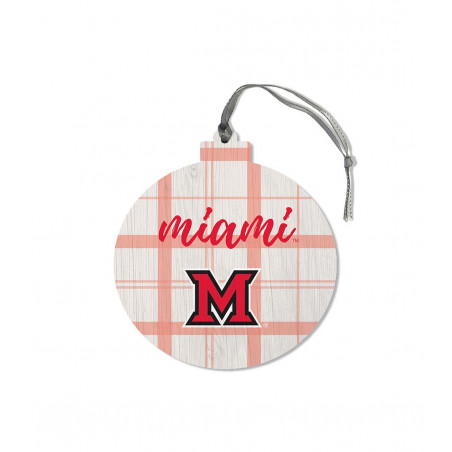 Plaid Merry Christmas Round Ornament