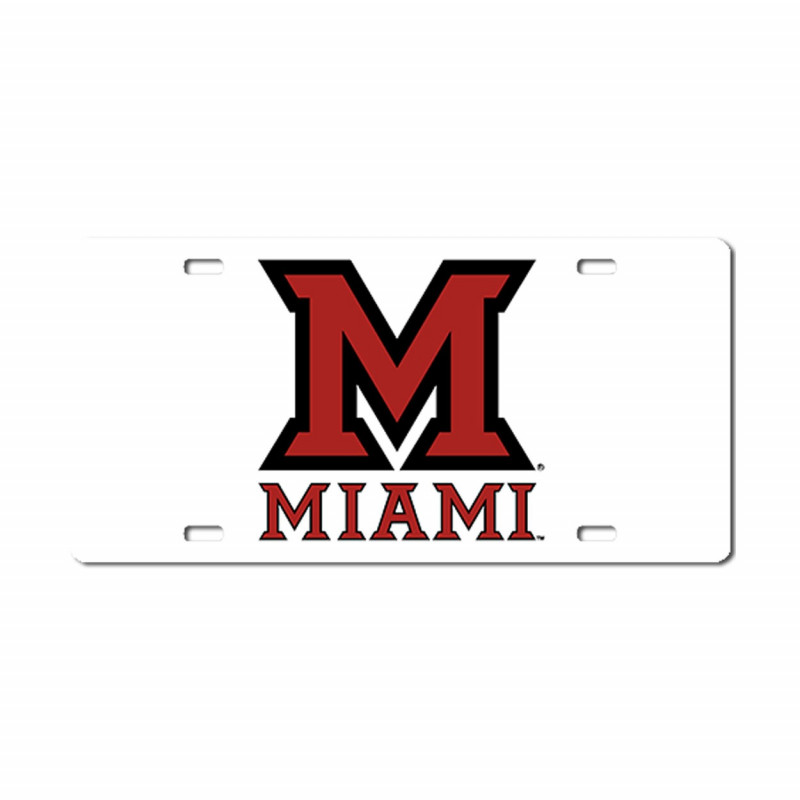 Miami University M Logo over MIAMI License Plate, Steel