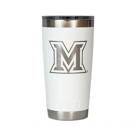 Yeti Miami Block M 20oz Tumbler White & Stainless Steel