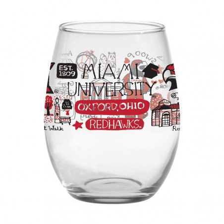 Neil Miami Julia Gash Design Stemless Wine Glass, 21 oz.