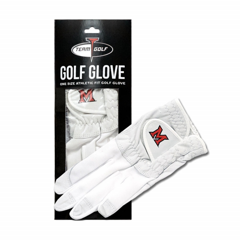 Miami Logo One Size Athletic Fit Golf Glove, White