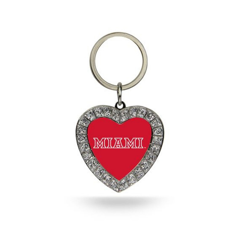 Miami RedHawks Rhinestone Heart Keytag