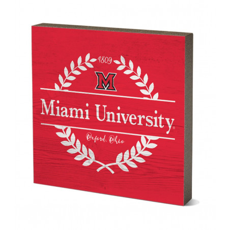 Miami University Laurel Leaves Block Decor