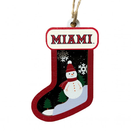 Miami RedHawks Wooden Stocking Ornament, Snowman