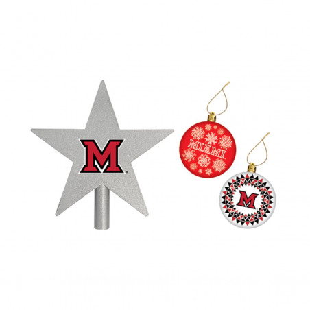 Miami University Tree Topper and Ornament 3-Piece Set