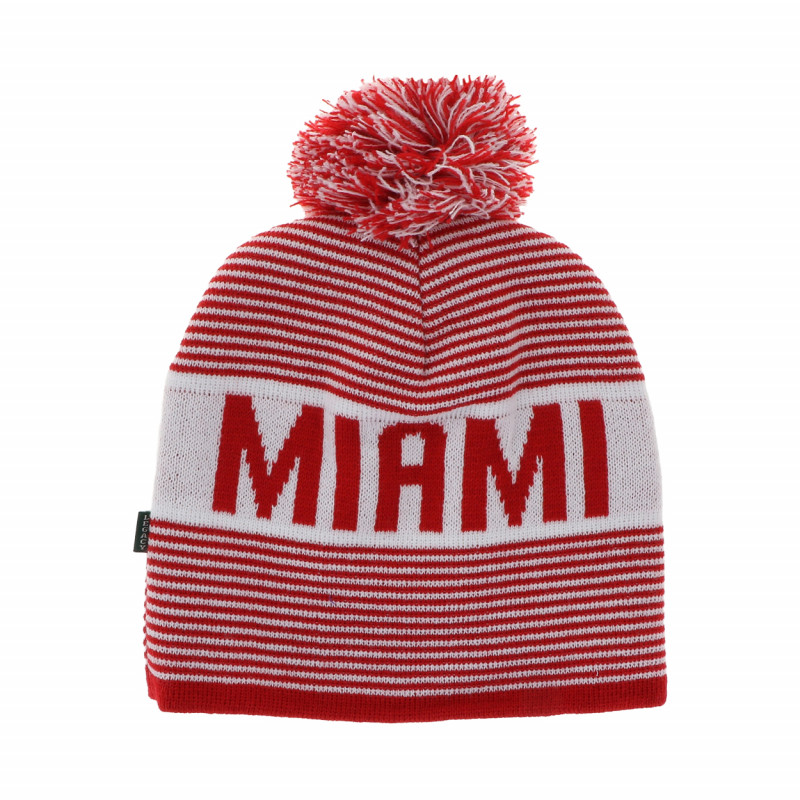 Miami RedHawks Striped Pom Beanie