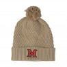 Legacy Maimi Univ. Ridged Patterned Knit Beanie w. Pom, Tan