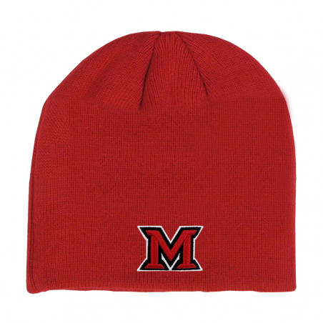 Zephyr Miami Univ. Block M Beanie, Non-Cuffed, Red
