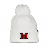 Zephyr Miami Univ. Block M Beanie w/ Pom, White