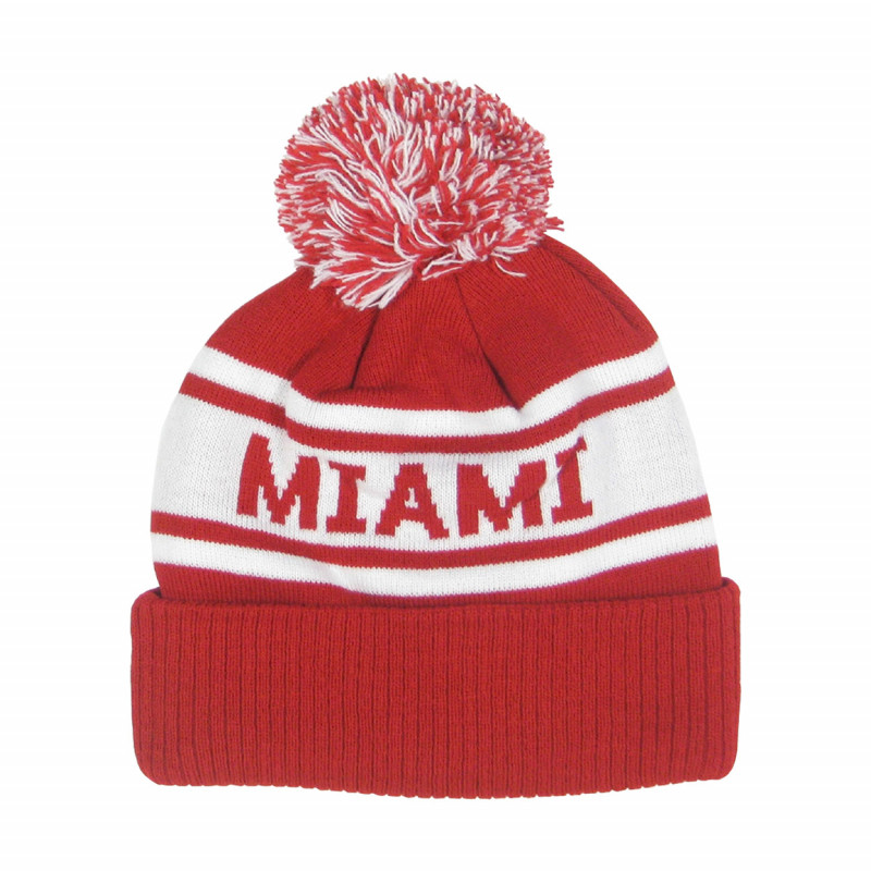 Legacy Miami RedHawks Old School Knit Pom Hat, Red and White