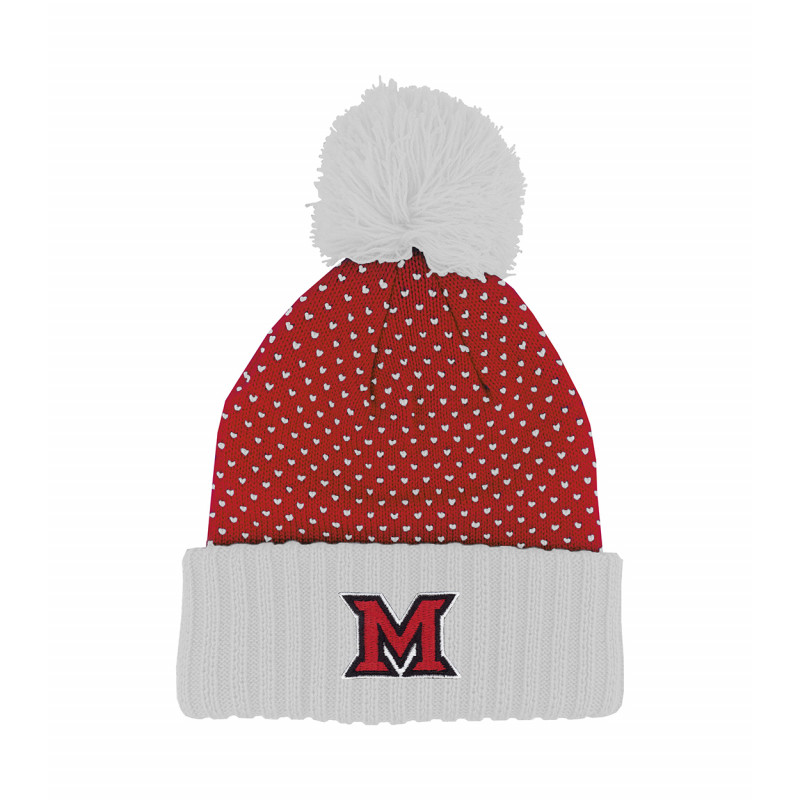 Miami University Logo Pom Hat with Polka Dots