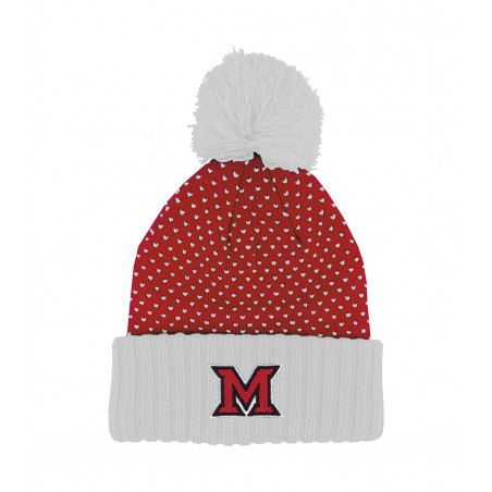 Miami University Logo Pom Hat with Polka Dots