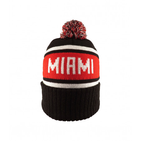 Black Miami University Sewn Pom Hat