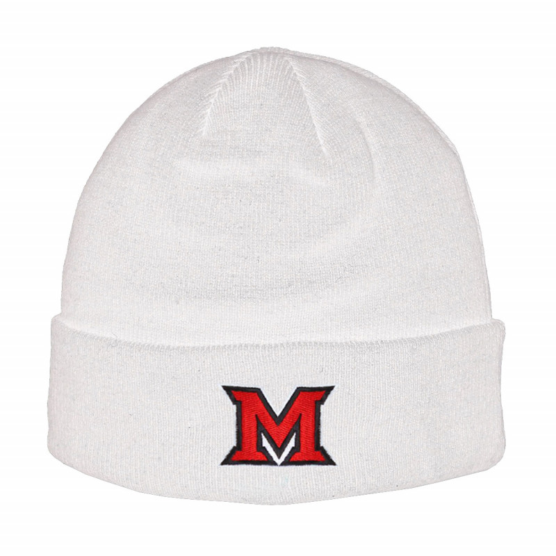 Miami Block M Logo Cuffed Beanie, Black/ Red/ White