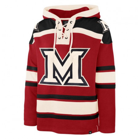 Miami University Red & Cream Hockey-Style Hoodie