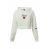 Women's White Cropped Hoodie with Script Miami over Block "M"