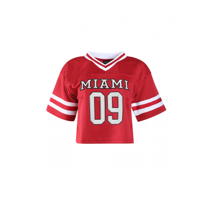 Women's Cropped Red Football Jersey