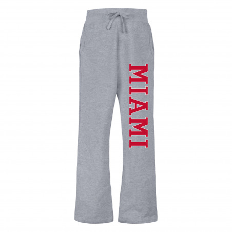 Women's Open Bottom Gray Pants with Vertical Miami