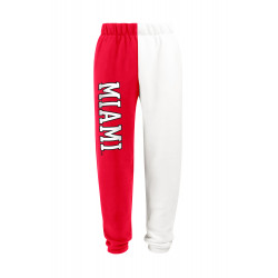 Women's Red & White Color Block Pants