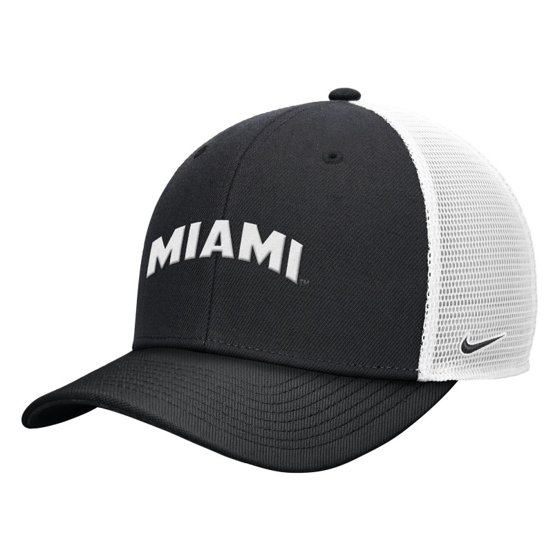 Rise Trucker Hat in Black & White with Arched Miami
