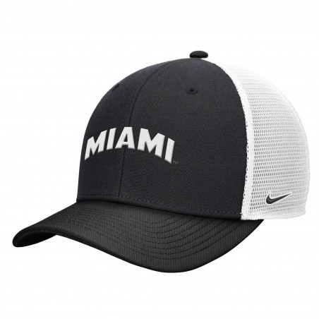 Rise Trucker Hat in Black & White with Arched Miami