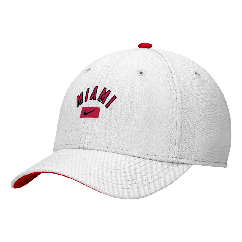 White Rise Miami Swoosh Hat with Block "M" on Back