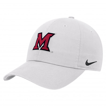 Club Cap in White with Block "M" on Front and Swoosh on the Side