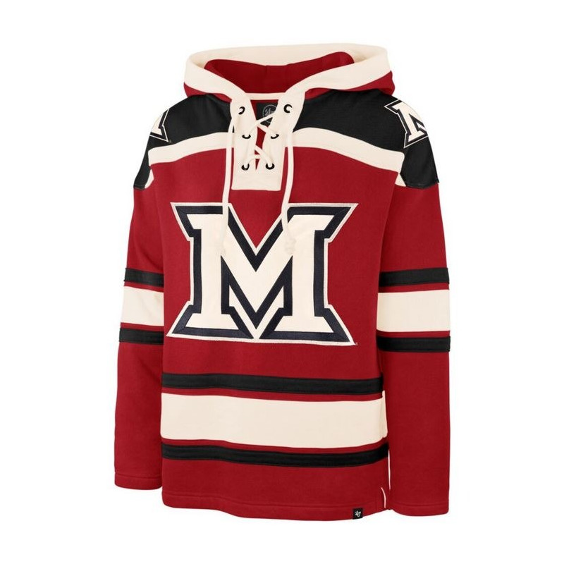 Miami University Red & Cream Hockey-Style Hoodie