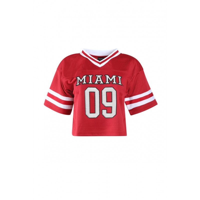Women's Cropped Red Football Jersey