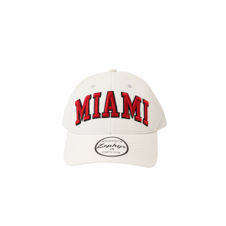 White Structured Hat with Miami in Red Blackout