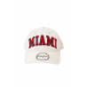 White Structured Hat with Miami in Red Blackout
