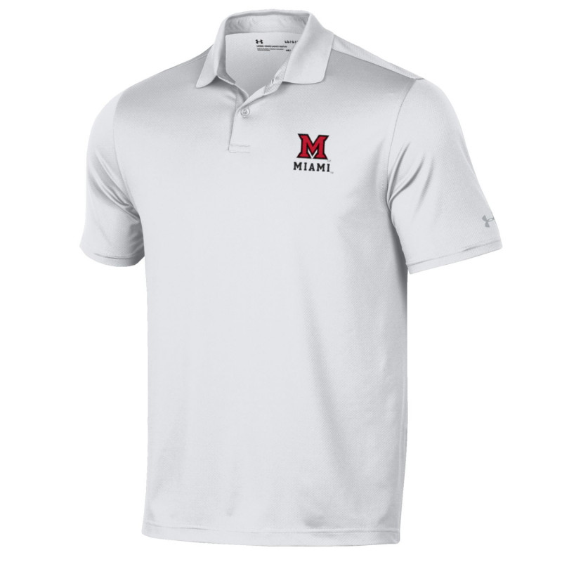Aura Polo in White with Block "M" over Miami