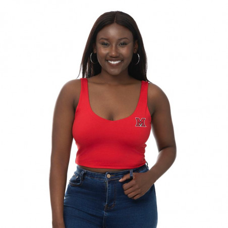 Women's V-Neck Crop Tank in Red