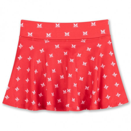 Youth Flowy Skort in Red with Repeating Block "M"