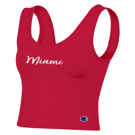 Women's Scoop Neck Tank in Red with Script Miami