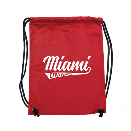 Red Cinch Bag with Miami University Tail Design