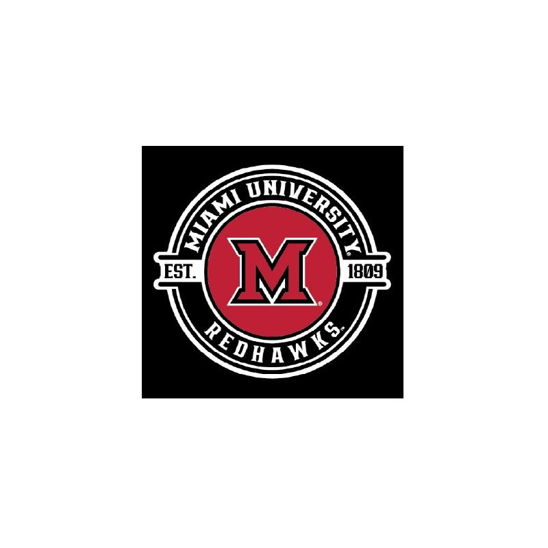 Standard Black and Red Circle with Miami University Redhawks Est. 1889 and Block "M"