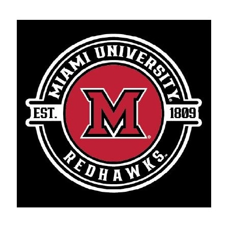 Standard Black and Red Circle with Miami University Redhawks Est. 1889 and Block "M"