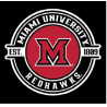 Standard Black and Red Circle with Miami University Redhawks Est. 1889 and Block "M"