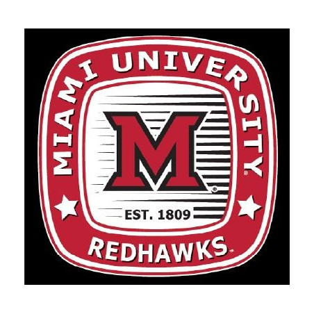 Standard Square Miami University Redhawks with Block "M" and Stripes