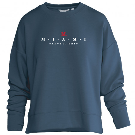 Women's Navy crew with M Miami Oxford