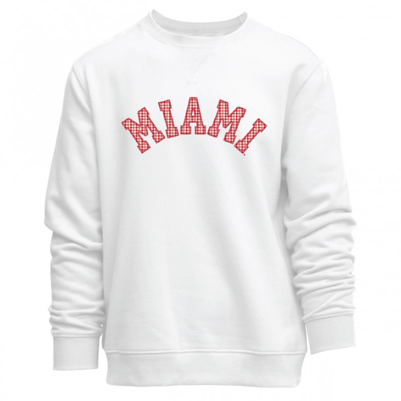 Women's White Crew with Gingham Miami