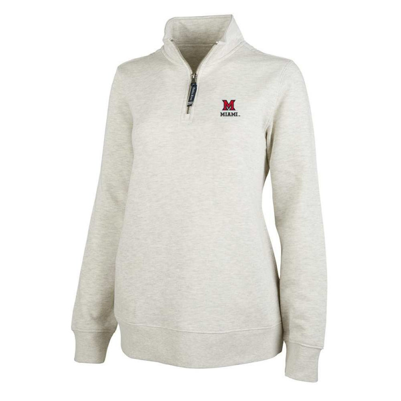 Charles River Miami Univ. Women's 1/4 Zip w/ Logo, Oatmeal
