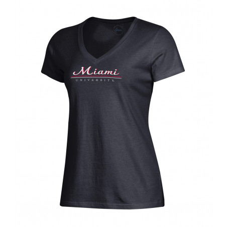 Gear Miami Univ. Women's Short Sleeve Tee V-Neck in Black