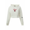 Women's White Cropped Hoodie with Script Miami over Block "M"